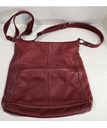 Womens The Sak Red Burgundy Leather Shoulder Purse Handbag Adjustable Strap - $18.81