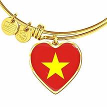 Unique Gifts Store Vietnamese Flag - 18k Gold Finished Heart Pendant Bangle Brac - £47.91 GBP