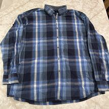 John Henry button up Long Sleeve Men Shirt 2XL Blue Plaid - $10.35