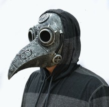 Plague Doctor Mask Halloween Bird Beak Raven Crow SteamPunk Mask SILVER - £16.83 GBP