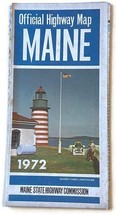 Maine Official Highway Map 1972 Vintage Ephemera Distributed State Trave... - $7.87