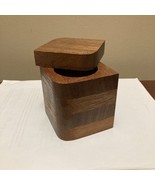 Wood Walnut Slide Lid Box Trinket Spare Change Secret Storage signed Mark Fischl - $64.35