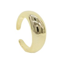 dome ring for women classic silver plated gold color high polished open adjusted - £7.21 GBP