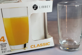 Libbey Classic 8oz Glass Tumblers  Clear Set of 4 Juice Heavy Bottom Libby - £13.87 GBP