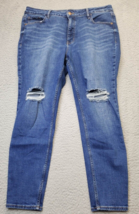 Old Navy Jeans Womens Size 14 Blue Denim Ripped Flat Front High Rise Skinny Leg - £15.65 GBP