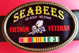 Vietnam Veteran - SEABEES-&quot; We Build-We Fight&quot; Epoxy Belt Buckle - NEW - $17.77