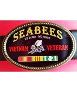 Vietnam Veteran - SEABEES-&quot; We Build-We Fight&quot; Epoxy Belt Buckle - NEW - $24.99 CAD