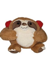 American Greetings Three Toed Sloth Plush Red Holiday Striped Earmuffs 6&quot; - £6.39 GBP