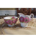 ROYAL STANDARD CARMEN SUGAR BOWL &amp; CREAMER PINK FLOWERS ENGLAND - $460.39 MXN