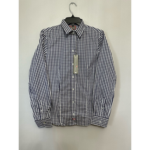 Pennington &amp; Bailes Mens Button Up Shirt Blue Gingham Long Sleeve Collar... - £25.89 GBP