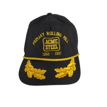 Vintage Scrambled Eggs Strapback Rope Yellow Primary Rolling Mill ACME Steel Hat - £48.56 GBP