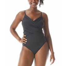 Contours Coco Reef Black Mesh One Piece Swimsuit Size 12 36 C/D Underwire New - £27.48 GBP