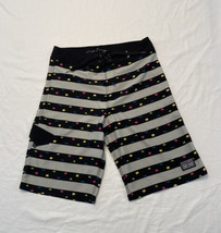 Maui &amp; Sons Board Shorts Gray Black Stripes Colorful Men’s 30”  - £11.50 GBP