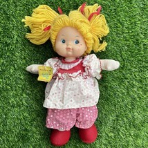 Happy Mates Doll Electro-Plastics Vintage Girl Blonde Yarn Hair Heart Pink NOS - £19.66 GBP