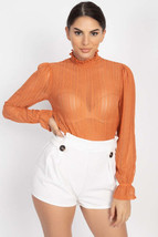 Ruffle Mock Neck Lace Top - $11.80