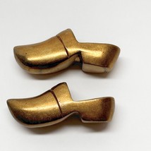 Miniature Pair Clog Shoes Solid Brass Vintage 1 3/4 x 1/2 x 5/8&quot; Height - $24.72