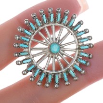 Vintage Zuni Needlepoint Sterling and turquoise pendant/pin - £86.78 GBP