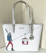 New Michael Kors Jet Set Girls Medium Carryall Tote Bright White Multi D... - $113.91