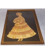 Antique Framed Under Glass Fashion Wall Art Applied Lace Paper Girl Silh... - £31.65 GBP