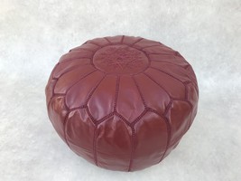 Oxblood Moroccan Leather Pouf Cover - £104.55 GBP+