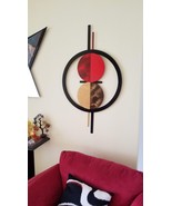 Mid Century Modern Contemporary Circle Wall Art, Wood and Metal Circle 3... - $271.35 CAD