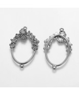 2 Chandelier Earring Findings Black Gunmetal Floral Pendants Connector P... - $3.55