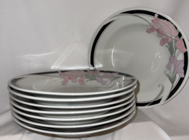 Lot of 8 Gibson Soup Bowls Coupe Bowl Pink Calla Lily Floral Spaghetti Dish Vtg. - £23.22 GBP