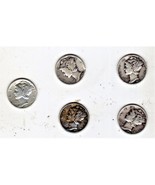 Mercury Dimes - Liberty Dimes Lot of 5 Dimes 1941, 1942,1 943, 1944, 1945 - £8.60 GBP