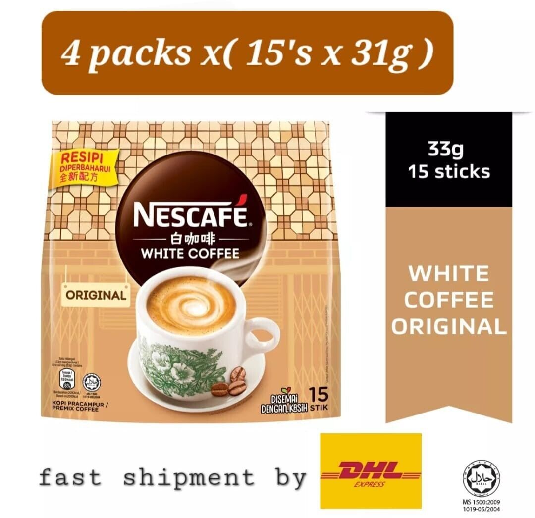 Nescafe White Coffee Original 4 Packs  (15's x 31g)-fast shipment by DHL Express - $108.80