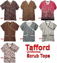$5 TRAFFORD SCRUB TOP SMALL &amp; XSM PATTERN SOLID 2 POCKET V-NECK WOMEN - $9.99