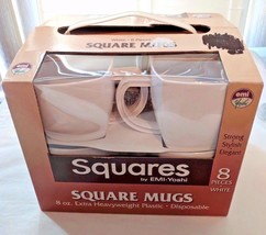 Cups Squares EMI-YOSHI Square Mugs White Plastic Disposable Camping Heavyweight - £19.94 GBP