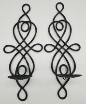 Two(2) Vintage Wrought Iron Wall Hanging Candle Holders Loop Design Has Rust - £38.43 GBP