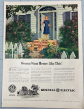 1944 General Electric Vintage Print Ad Domestic Bliss Woman Child Dog at Home - £9.69 GBP