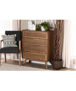 Flint Walnut Brown and Synthetic Rattan 4-Drawer Chest - $9,199.22 MXN