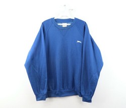 Vintage 90s Streetwear Mens Large Thrashed Blank Crewneck Sweatshirt Royal Blue - £30.78 GBP