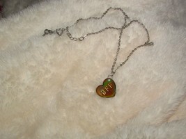 necklace &#39;BFF&#39; heart pendant w/shades of green glossy background (jewel 77) - £4.76 GBP