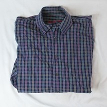 Bugatchi Uomo Medium Blue Plaid Classic Dress Shirt - £9.19 GBP