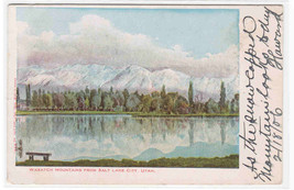 Wasatch Mountains from Salt Lake City Utah 1906 postcard - £4.67 GBP