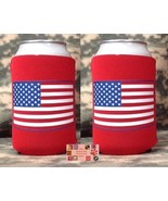 2-USA UNITED STATES AMERICA Can Bottle KOOZIE COOLER Coozie Wrap Thermal... - £10.19 GBP