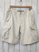 Old Navy Mens Loose Cargo Shorts Size 31 Beige Khakis Button Flap Pockets - £9.10 GBP