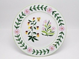 I.Godinger & Co Dessert Plate Pink, Green, Yellow Flowers on White 7 1/2" D - $11.88