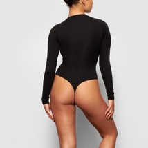 SKIMS Essential Long Sleeve High Neck Stretch Thong Bodysuit Onyx  XXS /... - £38.94 GBP