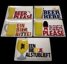 Set Of 5 Crate &amp; Barrel Beer Sampler Appetizer Tid Bit Plates Man Cave D... - £34.02 GBP