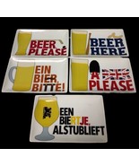 Set Of 5 Crate &amp; Barrel Beer Sampler Appetizer Tid Bit Plates Man Cave D... - $58.37 CAD