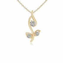 Classic Diamond Leaf and Vine Pendant in 14K Yellow Gold - £365.35 GBP