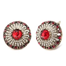 Hot Red Natural Stone Big Earring Vintage Crystal Antique Earrings For Women Gol - £9.95 GBP