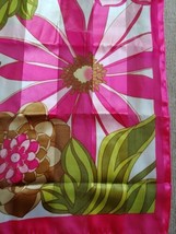 Vtg Pink Floral Sheer Striped Scarf Womens 13 x 58 Neck Head Business - £19.51 GBP