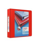 Staples Heavy-Duty 2-Inch D 3-Ring View Binder Red (26348) 56297-CC/26348 - £21.23 GBP