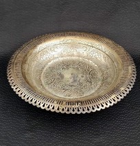 Vintage Tarnished Silver Plated Round Serving Tray - £14.86 GBP