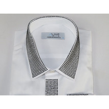 Men CEREMONIA Formal Shirt Rhinestone 100% Cotton Turkey #stn 13 tsb white Fancy image 3